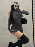 Lubintang Women's Mini Dress Sleeveless Pleated Tight Dress High Neck Lace Up Autumn Black Tight Elastic Party Tank Top Summer