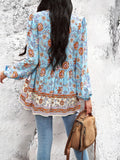 Lubintang Inspired Boho blouse floral print V-neck long sleeve blouse women chic women blouse Hippie bohemian style autumn women tops