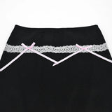 Lubintang Skirt Black Women New Summer Fashion Button Striped Party Clothing Sexy Lace Mini Skirt Lady Versatile Casual Slim Skirt