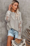 Lubintang INSPIRED Womens Long Sleeve Sweater women Crochet Hollow Out Lightweight Knit Pullover Jumper women Tops 2024