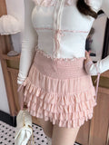 Lubintang Kawaii Lolita Two Piece Set Women Summer Sweet Cute Cake Skirt Suit Female Lace Elegant Blouse + Korean Mini Skirt 2024