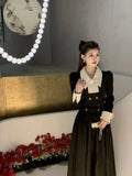 Lubintang New Elegant 2 Piece Sets Womens Vintage Black Blazer Skirts Suit Femme Outfits Autumn Korean Fashion y2k Clothes