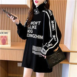 Lubintang Chic Fashion Women Streetwear Turtleneck Bottoming Sweatshirts Korean Loose All Match Letter Print Pullover Top Mujer