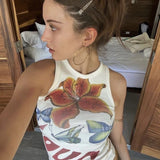 Lubintang Chic European American New Sexy Gothic Style Summer Casual Vest Print Sleeveless All Match Slim Crop Top Mujer