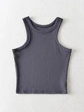 Lubintang Summer Women Solid Knit Short Tank Tops Strethy Cropped Camis