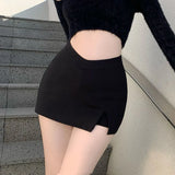 Lubintang Split Mini Skirts Women Summer Sexy Club High Waist Slit Skirt Streetwear Korean Party Fashion Irregular Slim A Line Skirt