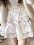 Lubintang Mesh Retro French Sweet Skirt Women Summer New Cute Princess Skirt Female Bow Solid Gauze High Weight Y2k Mini Skirt 2024