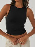 Lubintang Tight Bottomed Shirt With Round Neck Racerback Top