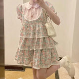 Lubintang Summer Patchwork Causal Women Dress All Match Short Sleeve Dresses Chic Fashion Peter Pan Collar Vestido De Mujer