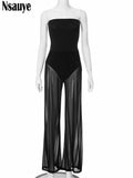 Lubintang Sexy Rompers Overalls Tops Mesh Fashion Slim High Waist Club Women Jumpsuit 2024 One Pieces Outfits Y2K Party Winter