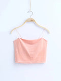 Lubintang Sexy Spaghetti Straps Tank Top Velvet Short Crop Top 7 Colors Sexy Boob Tube Top Bustier Brief Vest T-shirts Tee