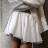 Lubintang Inspired white Gathered Mini skirt women nex sexy Strappy mini skirt summer cotton sexy hot girl kawaii skirt new