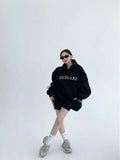 Lubintang Chic Fashion Floral Embroidery Hoodies Women Coats Autumn Casual Loose All Match Hooded Pullover Outerwear Tops Mujer