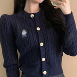 Lubintang 2024 Spring O Neck Sweater Slim Waist Tunic Sexy Solid Sweet Knitted Cardigan Chic Fashion Long Sleeve Women Jumpers