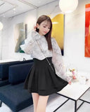 Lubintang Lolita Black Skirts Women Spring Autumn New Radian Waistline Slim Short Pleated Female Mini Culottes