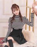 Lubintang Lolita Black Skirts Women Spring Autumn New Radian Waistline Slim Short Pleated Female Mini Culottes