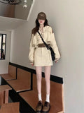 Lubintang Chic Fashion Women 3 Sets Spring Striped Sweet Cool Y2k Baseball Clothes Jackets+Letter Camisole+High Waist Mini Skirt