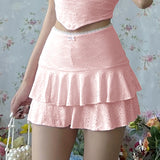 Lubintang Pink Pleated Skirt Women Summer New Fashion Party Clubwear Elegant Mini Skirt Casual Slim Versatile Lady Knitted Sexy Skirt