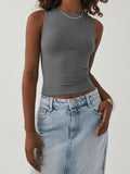 Lubintang Tight Bottomed Shirt With Round Neck Racerback Top