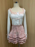 Lubintang Kawaii Lolita Two Piece Set Women Summer Sweet Cute Cake Skirt Suit Female Lace Elegant Blouse + Korean Mini Skirt 2024