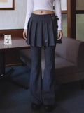 Lubintang Summer New Street Bell Bottom Jeans Y2k E-Girl Slim Fit Ruched Skirts Pants Vintage Striped Loose Wide Leg