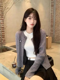 Lubintang Chic Korean Fashion Twist Long Sleeve Knitted Cardigans Women Heart Embroidery Sweet Sweater Coats Tops Ropa Mujer