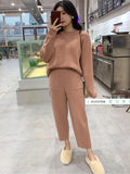 Lubintang Women Two Piece Knitted Sweater Sets Winter Tracksuit Spring Autumn Fashion CHIC Sweatshirts Outwear Pant Suit Female