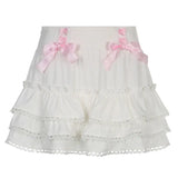 Lubintang Japanese White Lolita Cute Skirt Women Lace Bow Korean Kawaii Sweet Skirt High Waist Elegant Princess Fairy Skirts 2024