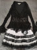 Lubintang Kawaii Black White Lace Skirt for Women 2024 Fashion New High Waist Cake Skirts Y2k Grunge Shorts Faldas Mujer