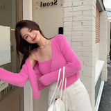 Lubintang Chic Fashion Sexy Chic Fashion Knitted Women Cardigan +Slim All Match Sexy Tank Tops Spring New 2 Set Ropa Mujer