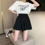 Lubintang 5Xl Summer Shorts Skirts Women Elastic High Waist Casual Wide Leg Shorts Korean A Line Loose Mini Skirt Black Short Pants