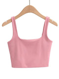 Lubintang Summer Women Sexy Sleeveless Tops Fashion Short Square Collar Tank Tops 6 Colors