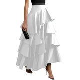 Lubintang Female Stylish Selection A-Line Falbala Party Maxi Skirts High Waisted Solid Color Long Skirts For Women 2024 New Autumn