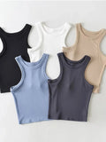 Lubintang Summer Women Solid Knit Short Tank Tops Strethy Cropped Camis