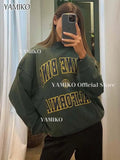 Lubintang New Green Women Sweatshirts Cotton Letters Print Hoodies Tops O-Neck Long Sleeve Autumn Winter Sweatshirt Pullovers Tops