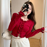 Lubintang Korean Fashion Pullover Vintage Knit Long Sleeve Tees Designer Tops Youth Luxury Clothing Sweater Women