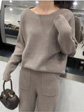 Lubintang Women Two Piece Knitted Sweater Sets Winter Tracksuit Spring Autumn Fashion CHIC Sweatshirts Outwear Pant Suit Female