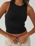 Lubintang Tight Bottomed Shirt With Round Neck Racerback Top