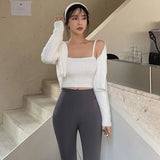 Lubintang Chic Fashion Sexy Chic Fashion Knitted Women Cardigan +Slim All Match Sexy Tank Tops Spring New 2 Set Ropa Mujer