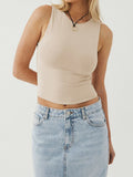 Lubintang Tight Bottomed Shirt With Round Neck Racerback Top