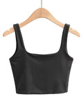 Lubintang Summer Women Sexy Sleeveless Tops Fashion Short Square Collar Tank Tops 6 Colors