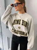 Lubintang Autumn Winter Sweatshirts for Women Cotton Letters Printed Hoodies Tops O-Neck Long Sleeve Pullovers Tops Sweatshirt