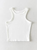 Lubintang Summer Women Solid Knit Short Tank Tops Strethy Cropped Camis