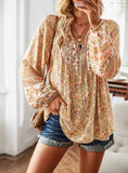 Lubintang Inspired Boho blouse floral print V-neck long sleeve blouse women chic women blouse Hippie bohemian style autumn women tops