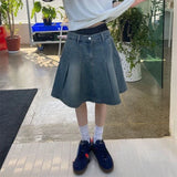 Lubintang Denim Skirt for Women High Waist A-line Jupe Fashion Casual 2024 Faldas Mujer Korean Y2K Mini Skirts