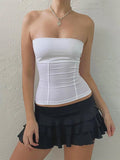 Lubintang Strapless Corset Tops Summer White Off Shoulder Tanks Women Sleeveless Tube Top Sexy Skinny Fit Bustier Clothes