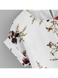 Lubintang Fashion Floral Print Blouse Pullover Ladies O-Neck Tee Tops Female Women's Short Sleeve Shirt Blusas Femininas Clothing