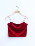 Lubintang Sexy Spaghetti Straps Tank Top Velvet Short Crop Top 7 Colors Sexy Boob Tube Top Bustier Brief Vest T-shirts Tee