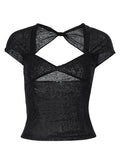 Lubintang Collar Summer Sexy Backless Tops for Women Cropped Short Sleeve Elegant Top Tees Skinny Streetwear Clothes