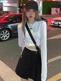 Lubintang Sleeve T-shirts Women Design Sexy Crop Ins Prevalent Bandage Tops Harajuku Ulzzang Street Spring Female Ropa Hot Skinny New